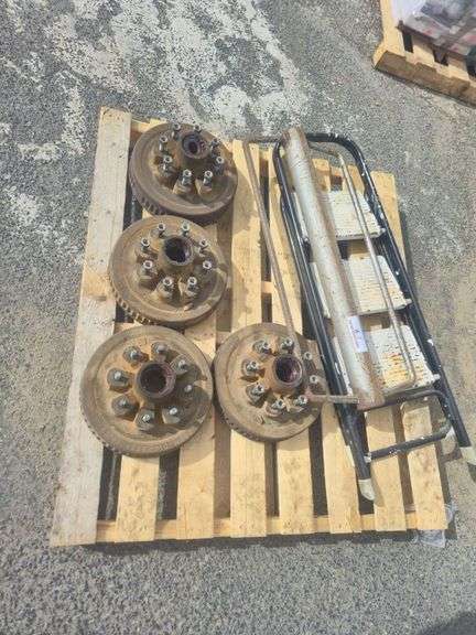 4x 12" Ford 8 Stud Trailer Brake Drums, Picket Rammer & Step Ladder