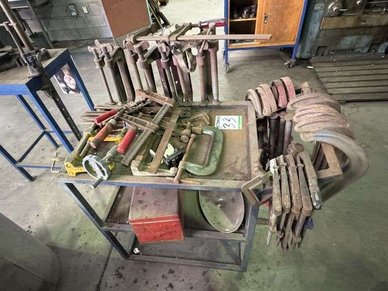 Metal Storage Trolley inc Assorted Clamps and Tooling