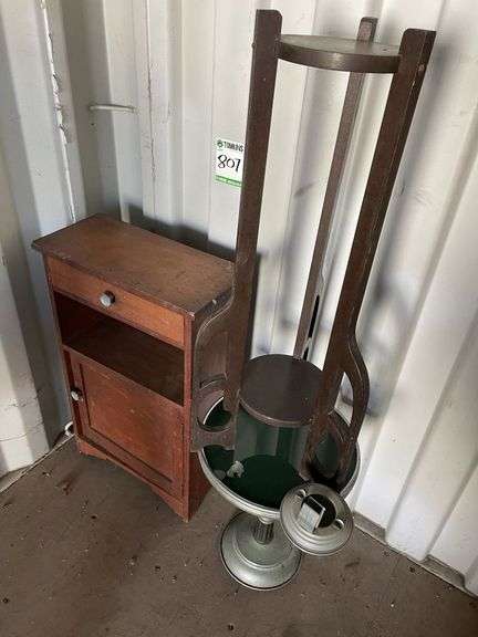 Timber Unit, Pot Stand and Antique Smokers Table