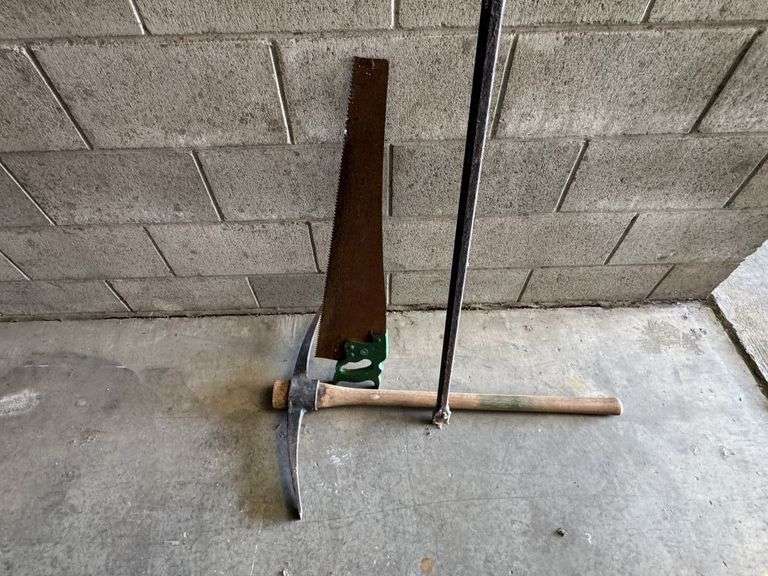 Handheld Saw, Pick Axe and Crowbar