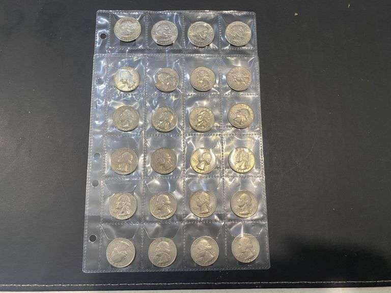 Sleeve of 24x Washington & Susan B Anthony Quarters
