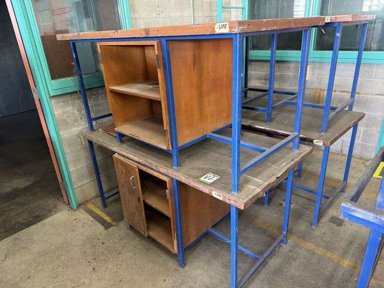 4x Steel Framed Workbenches