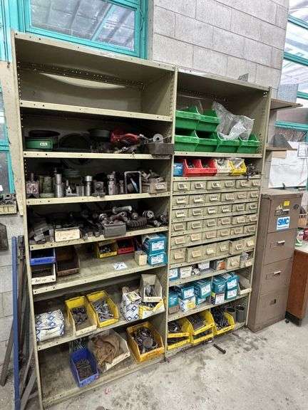 Large Metal Workshop Cabinet inc Bin Storage with Bolts, Screws, Fittings and Assorted Workshop Contents