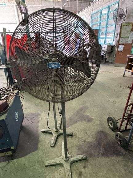 2x Upright Acmark and Ebony Workshop Pedestal Fans