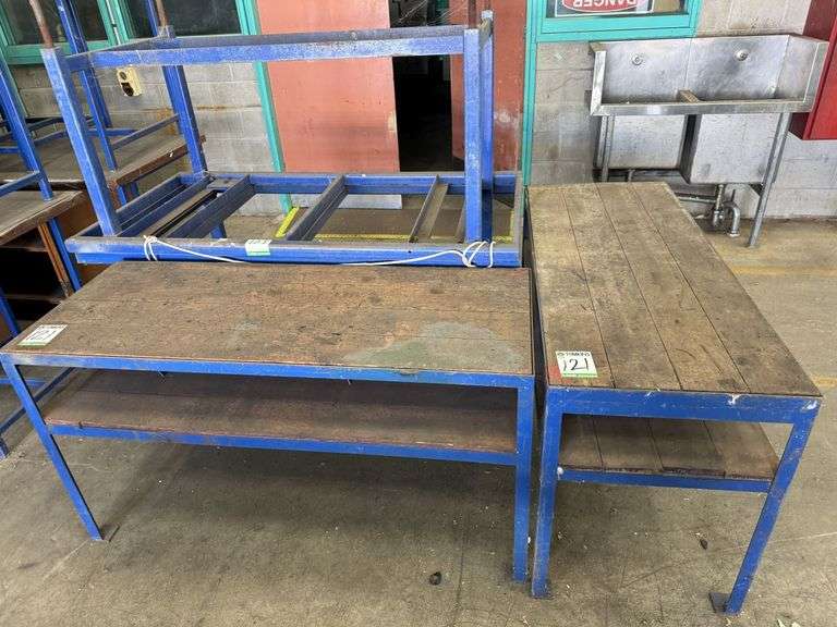 4x Steel Framed Workbenches