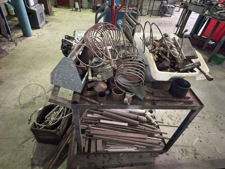 Steel Stand inc Workshop Contents and 2x Handheld Trolleys