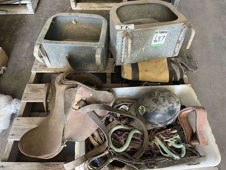 Pallet Equestrian Accessories inc Feed Bins, Saddle & Bridles