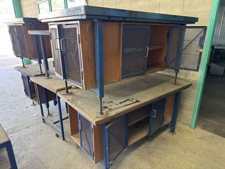 6x Steel Framed Workbenches