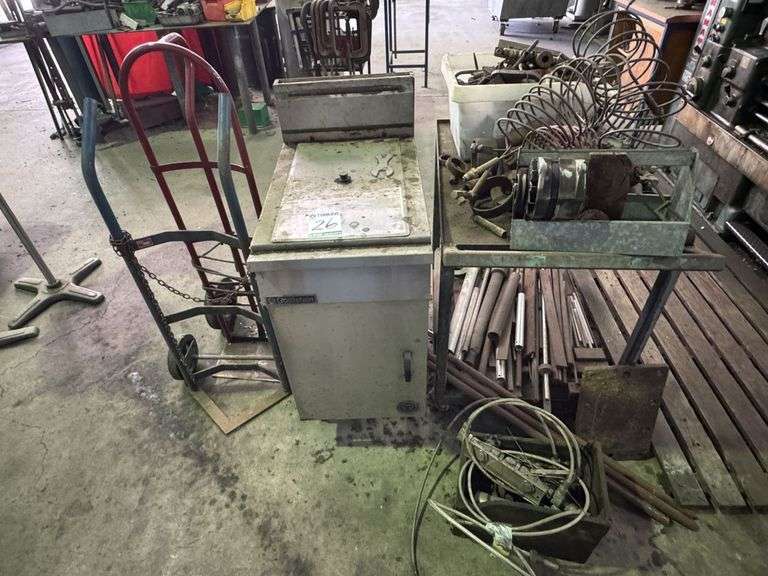 Steel Stand inc Workshop Contents and 2x Handheld Trolleys