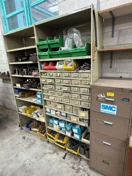 Large Metal Workshop Cabinet inc Bin Storage with Bolts, Screws, Fittings and Assorted Workshop Contents