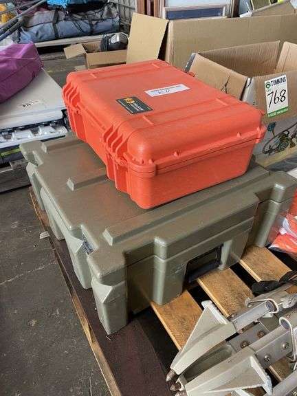 Sokkia Tri-pods, Size 16 L/S Hi Viz Workshirts, Qty Ansell Versatouch 37-210 Size 9 Nitrile Gloves, Storage Cases