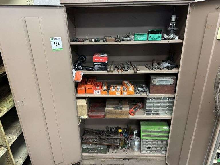 Metal Storage Cabinet inc Handheld Tooling and Assorted Workshop Contents