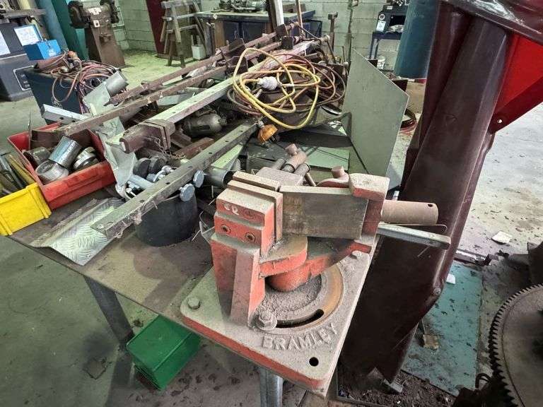 Steel Workshop Bench with Vice inc Assorted Tooling & Off cuts
