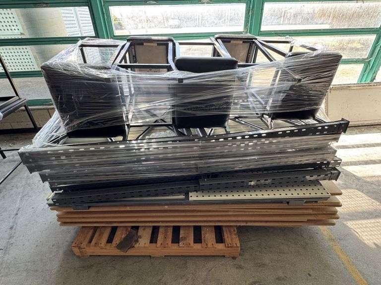 Pallet of Shelving and Stools