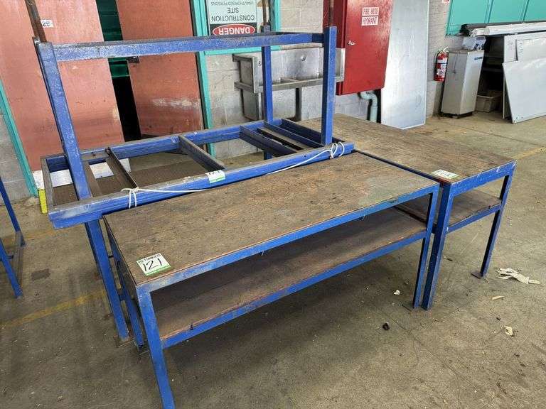 4x Steel Framed Workbenches