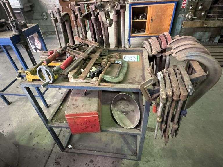 Metal Storage Trolley inc Assorted Clamps and Tooling