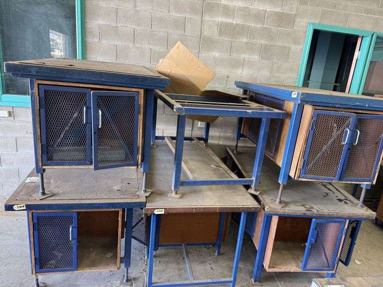 6x Steel Framed Workbenches