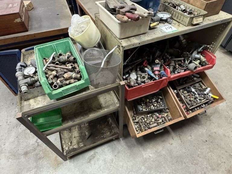 2x Cabinets inc Workshop Fittings, Handheld Tooling and Assorted Connections