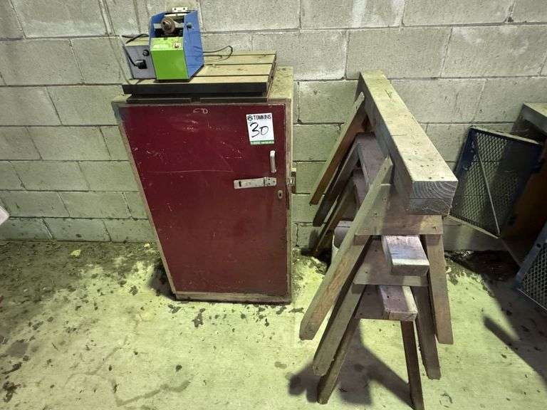 Quanity of Wooden Saw Horses and Storage Box