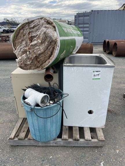 Pallet inc Laundry Sink, Insulation, Irrigation Spikes, File Cabinet etc
