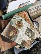Pallet inc Office Binders, Pots, Iron and Multiple Cookbooks Assorted Books