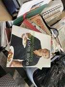 Pallet inc Office Binders, Pots, Iron and Multiple Cookbooks Assorted Books