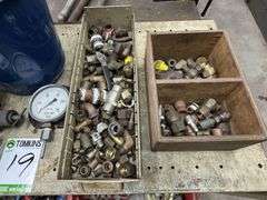 2x Cabinets inc Workshop Fittings, Handheld Tooling and Assorted Connections