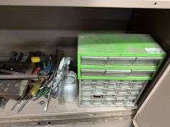 Metal Storage Cabinet inc Handheld Tooling and Assorted Workshop Contents