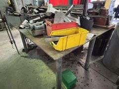 Steel Workshop Bench with Vice inc Assorted Tooling & Off cuts