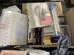 Pallet inc Office Binders, Pots, Iron and Multiple Cookbooks Assorted Books
