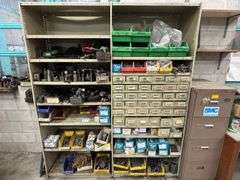 Large Metal Workshop Cabinet inc Bin Storage with Bolts, Screws, Fittings and Assorted Workshop Contents