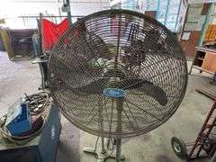 2x Upright Acmark and Ebony Workshop Pedestal Fans