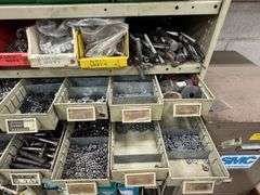 Large Metal Workshop Cabinet inc Bin Storage with Bolts, Screws, Fittings and Assorted Workshop Contents