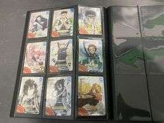 3x Black Folders inc Demon Slayer Cards, Pokémon Cards etc