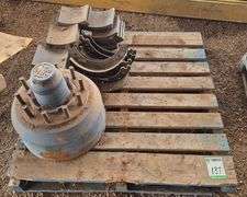 Brake Drums and Parts.  Axle is bent.