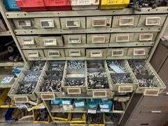 Large Metal Workshop Cabinet inc Bin Storage with Bolts, Screws, Fittings and Assorted Workshop Contents