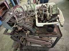Steel Stand inc Workshop Contents and 2x Handheld Trolleys