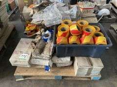 Pallet Assorted Safety Tape, Gloves, Brackets