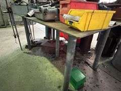 Steel Workshop Bench with Vice inc Assorted Tooling & Off cuts