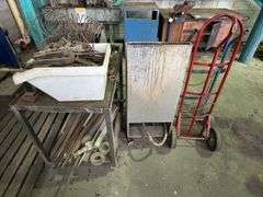 Steel Stand inc Workshop Contents and 2x Handheld Trolleys