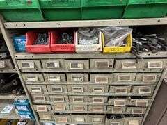 Large Metal Workshop Cabinet inc Bin Storage with Bolts, Screws, Fittings and Assorted Workshop Contents