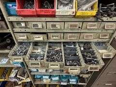 Large Metal Workshop Cabinet inc Bin Storage with Bolts, Screws, Fittings and Assorted Workshop Contents
