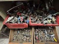 2x Cabinets inc Workshop Fittings, Handheld Tooling and Assorted Connections