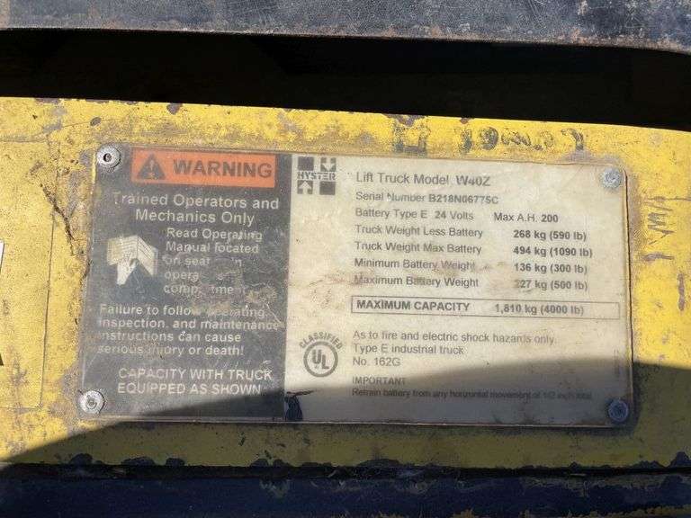 Hyster W40Z Battery Lift Jack