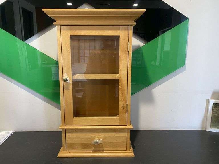 Timber Glass Display Wall Cabinet