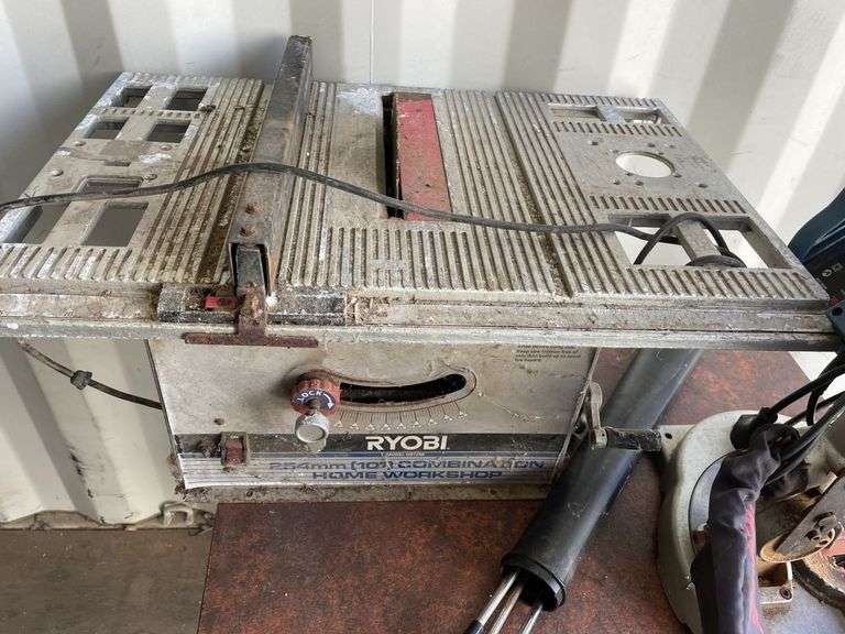 Table, Ryobi Saw Bench & Drop Saw, Vacuum & Kids Golf Clubs