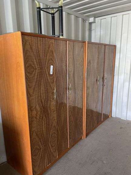 2x Wardrobe Units and Glass Top Table