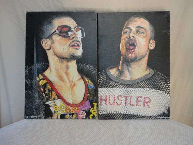 SET OF 2 BRAD PITT FIGHT CLUB CANVAS PICTURES