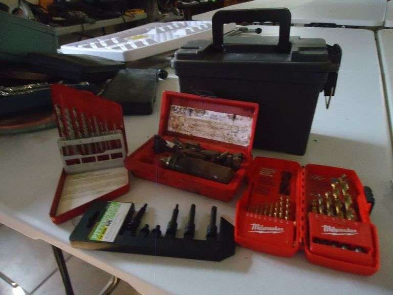 Ammo case w/ drill bit sets, star bit set, impact bit driver set. Texas Online Auction House