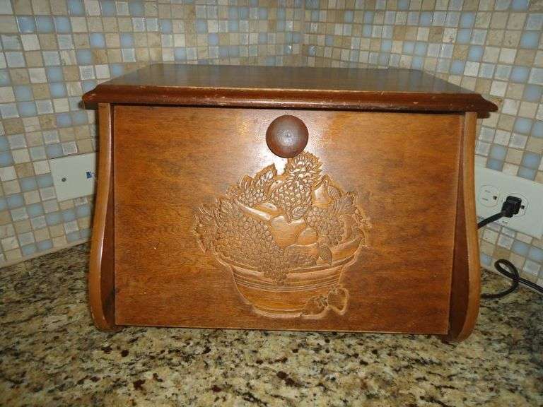 Cash Only.  Vintage wooden bread box.  (K)